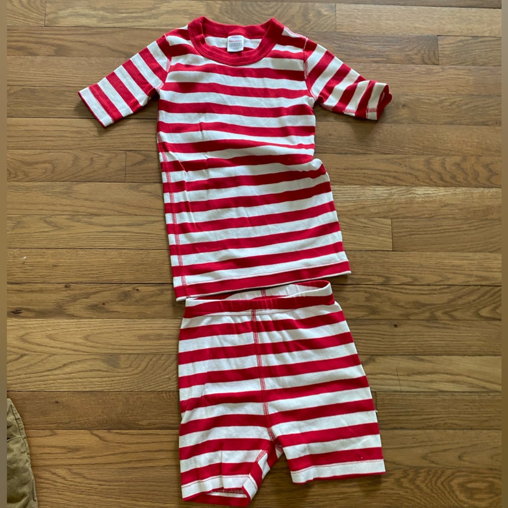 Hanna Anderson, matching, striped Shorty sleep set